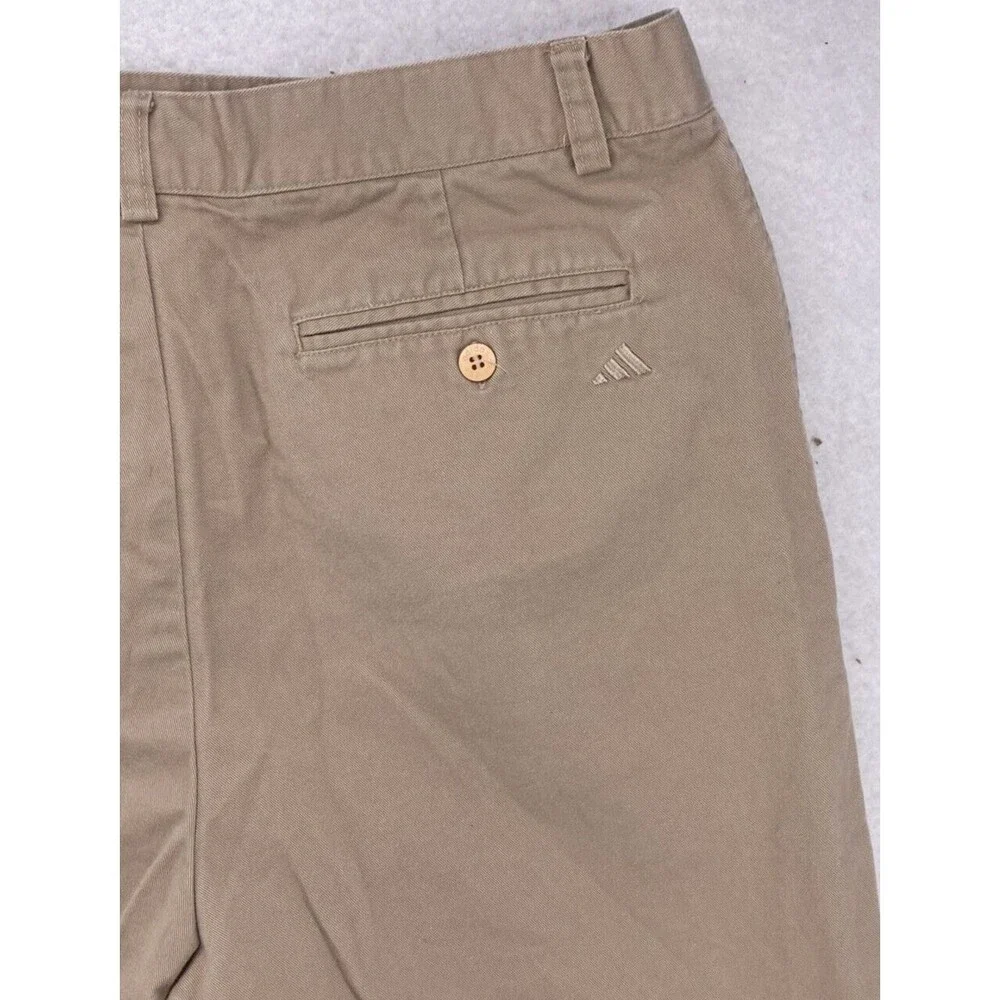 Vintage Adidas Team Pleated Chino Shorts Mens 36 Khaki Cotton Twill Gorpcore Y2K